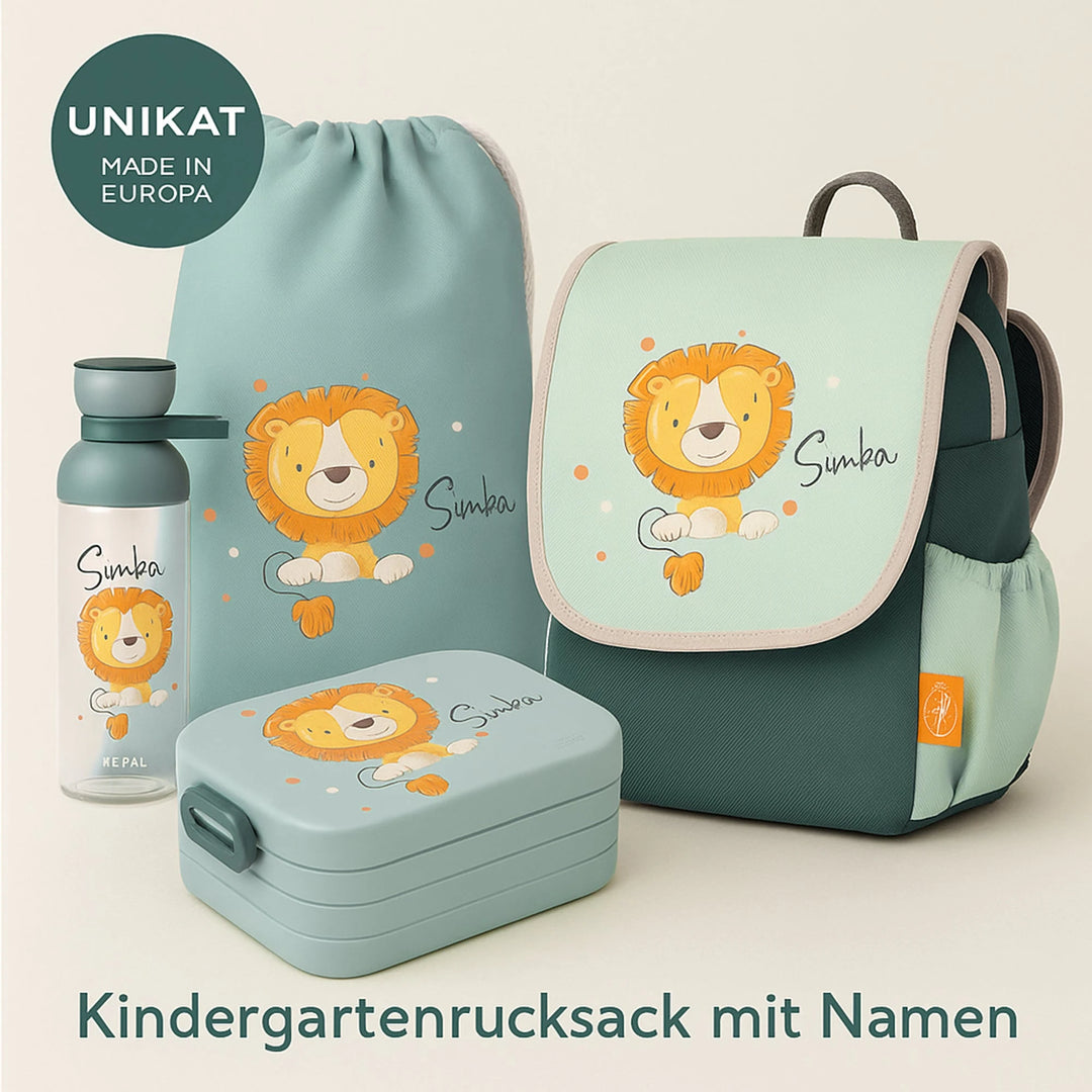 Happy Knirps Set 4 teilig Rucksack Turnbeutel Trinklflasche Brotdose mit Traktor