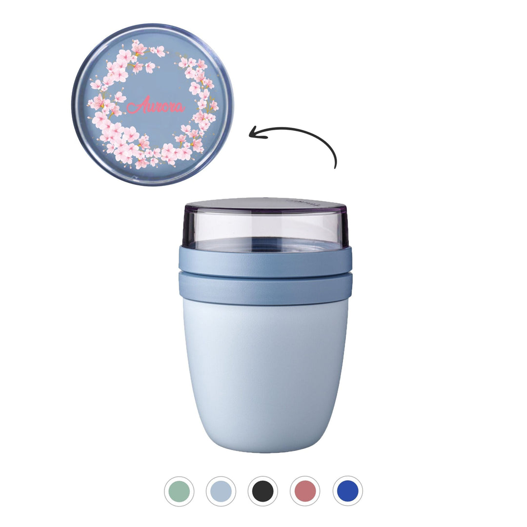 Lunchpot Nordic Blue Mepal Motiv Kirschblütenkranz personalisierbar