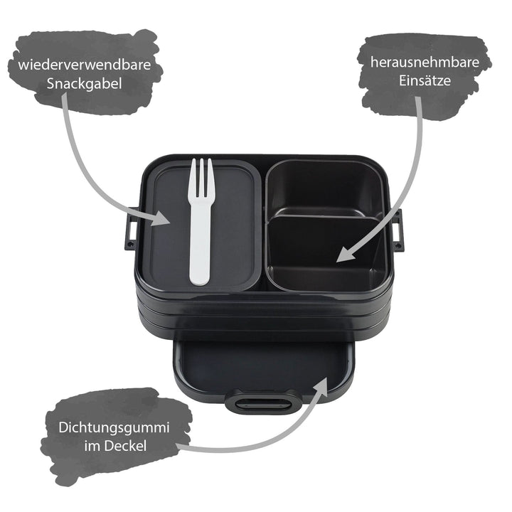 Bento Brotdose und Trinkflasche mit Namen | 2er-Pausenset black - Mein Zwergenland