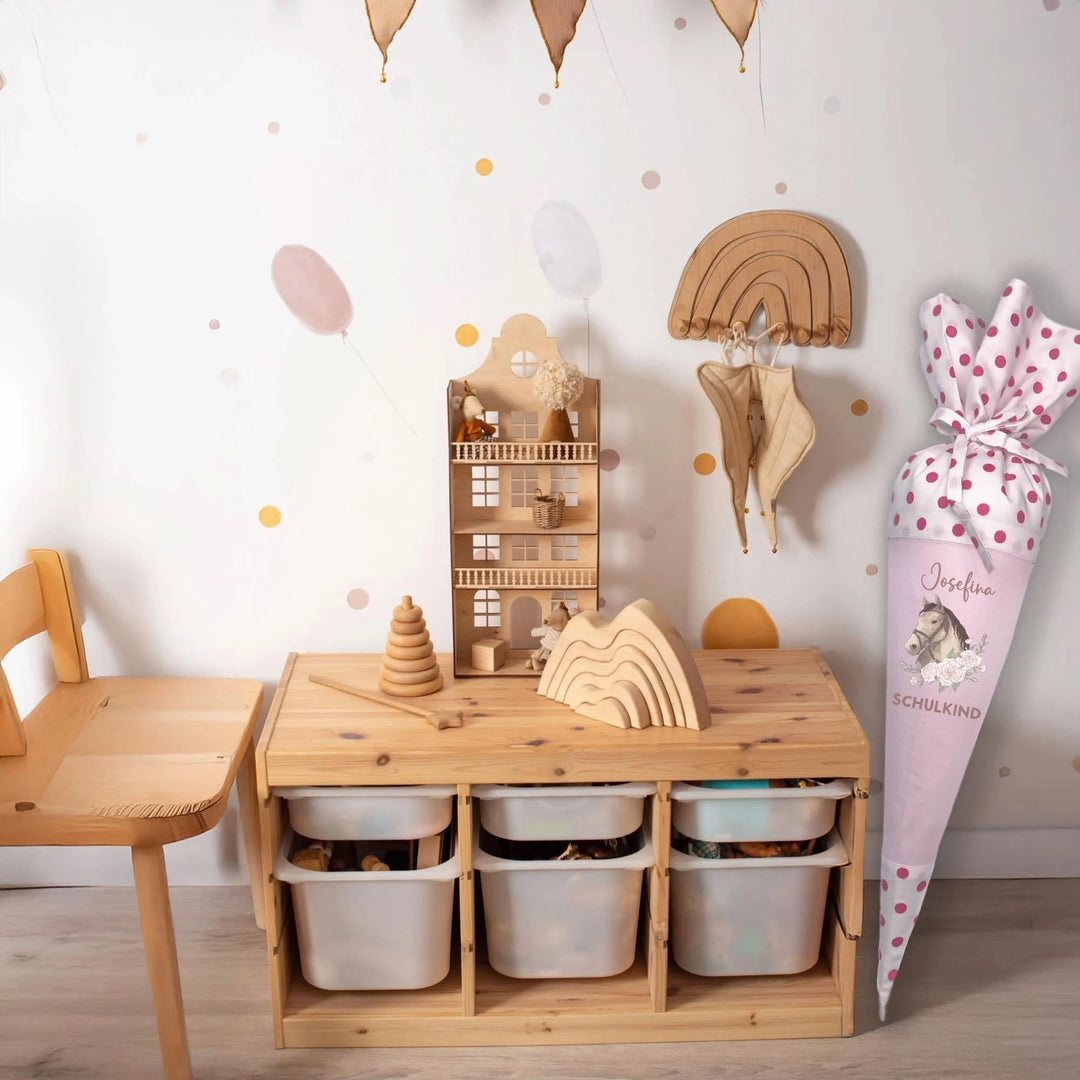 Nachhaltige Schultüte mit Kuschelkissen zum personalisieren - Mein Zwergenland