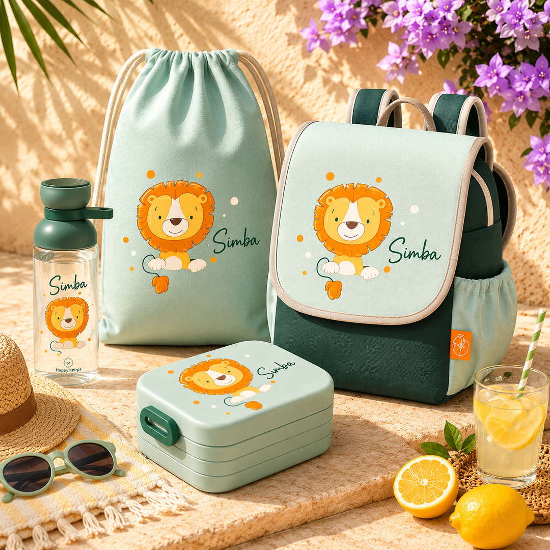 Happy Knirps Set 4 teilig Rucksack Turnbeutel Trinklflasche Brotdose mit Traktor