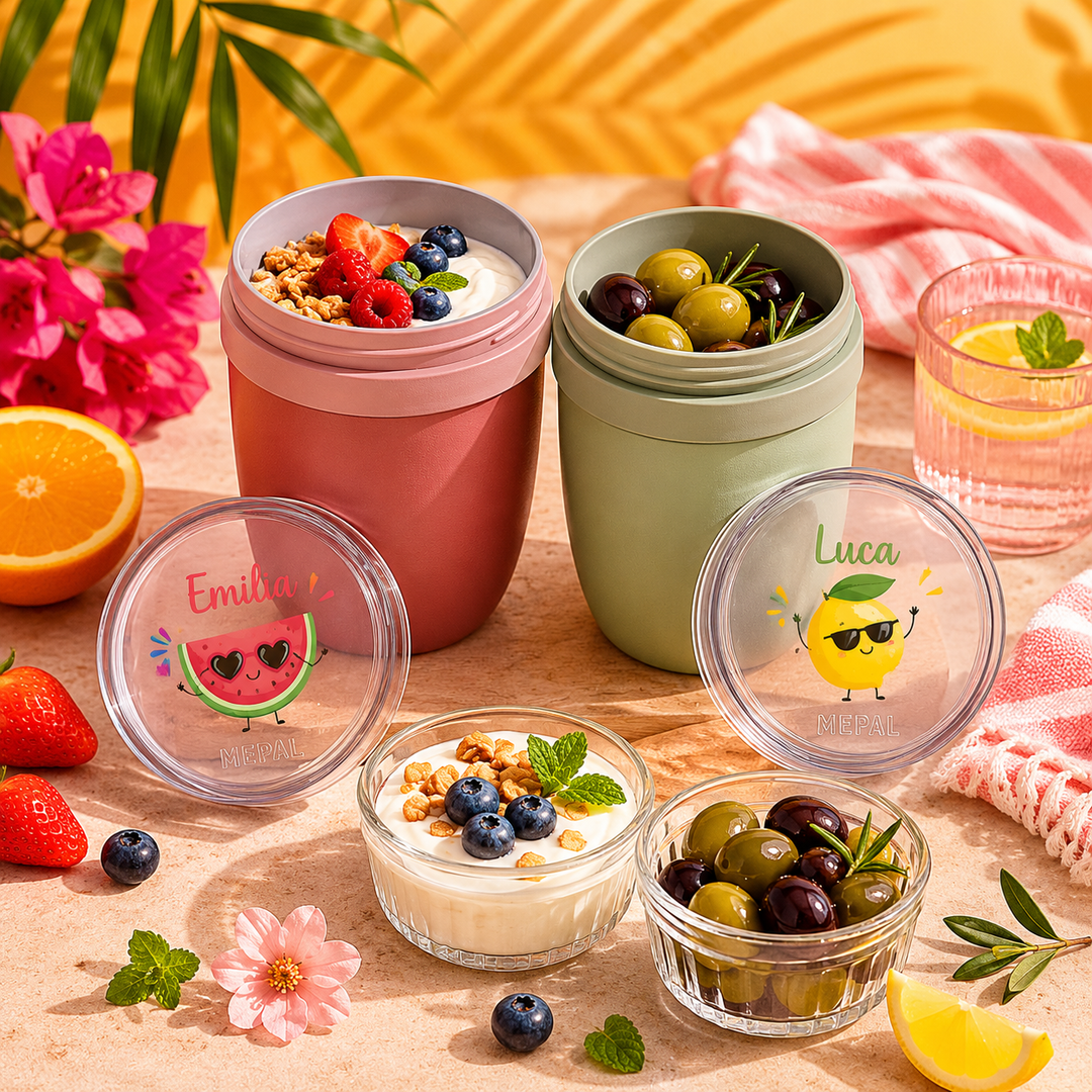 Lunchpot Nordic Blue Mepal Motiv Kirschblütenkranz personalisierbar