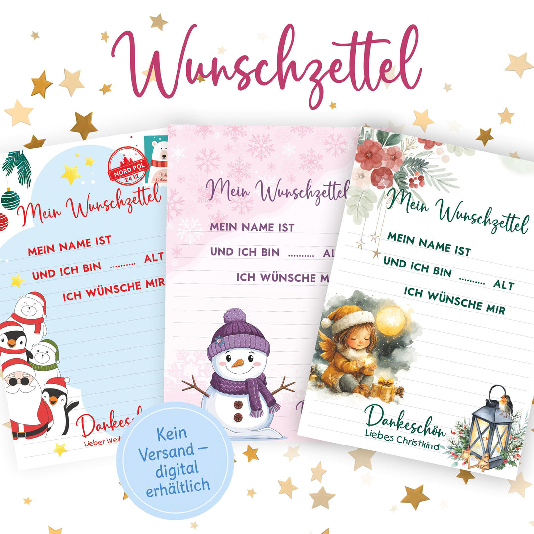 Brief an den Weihnachtsmann – Wunschzettel für Kinder | Digitaler Download