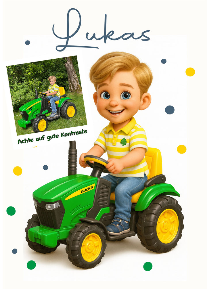 „Personalisierbares Kinderposter“ beginnen, dann den Namen + Besonderheiten.