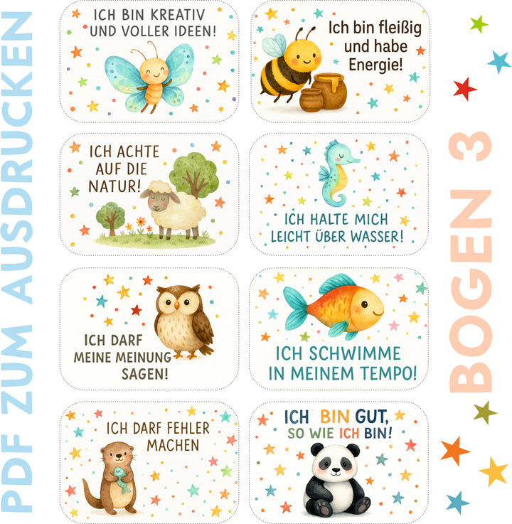 Affirmationskarten für Kinder – PDF zum Ausdrucken - Selbstvertrauen & Mut stärken