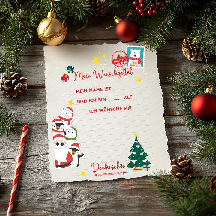 Brief an den Weihnachtsmann – Wunschzettel für Kinder | Digitaler Download