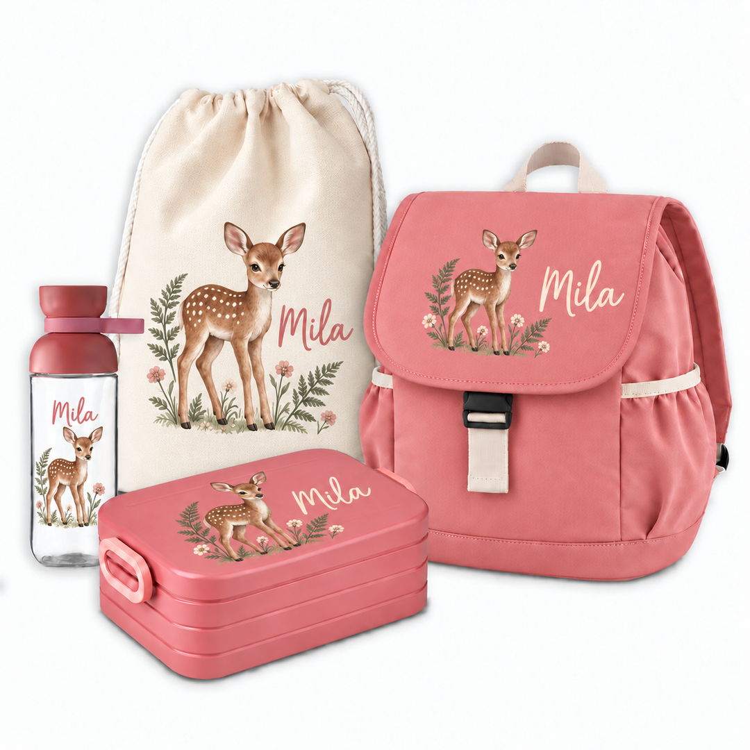 Kindergartenrucksack Set mit Namen | Happy Adventure 4 - teilig