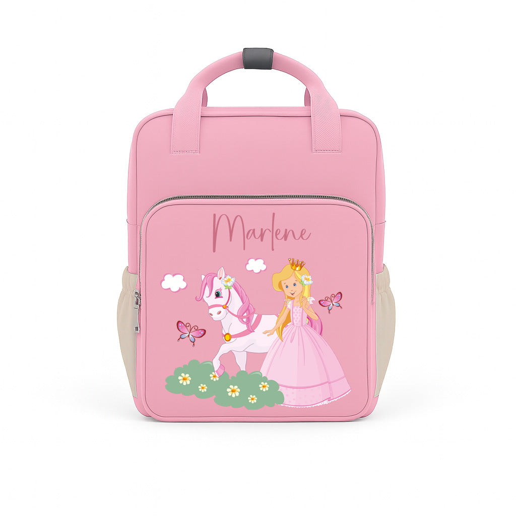 Kindergartenrucksack mit Namen personalisiert Rosa – Happy Style 4-teiliges Set