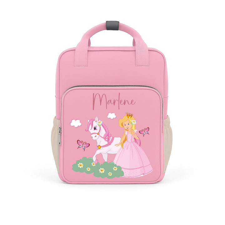 Kindergartenrucksack mit Namen personalisiert Rosa – Happy Style 4-teiliges Set