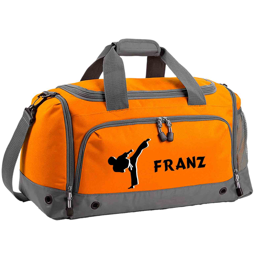 Sporttasche mit Name
 für Kinder Karate orange