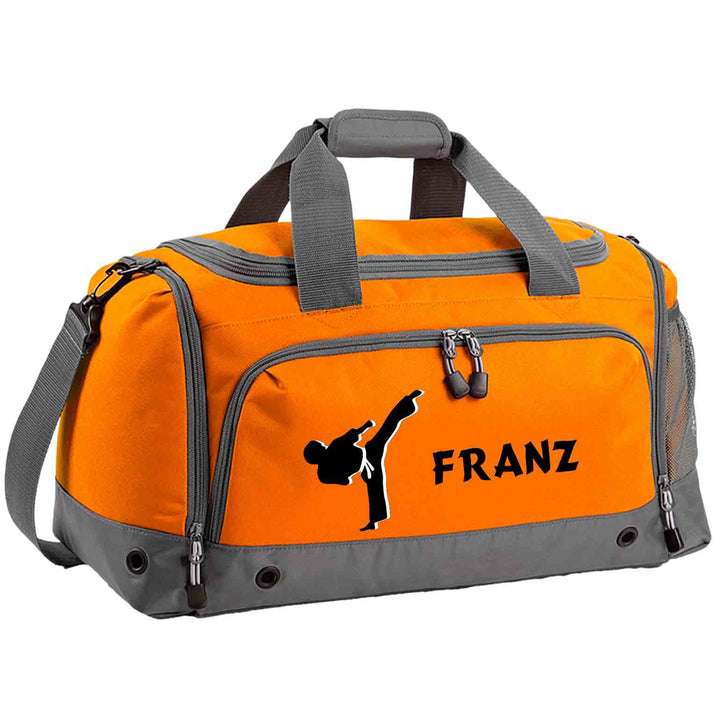 Sporttasche mit Name
 für Kinder Karate orange