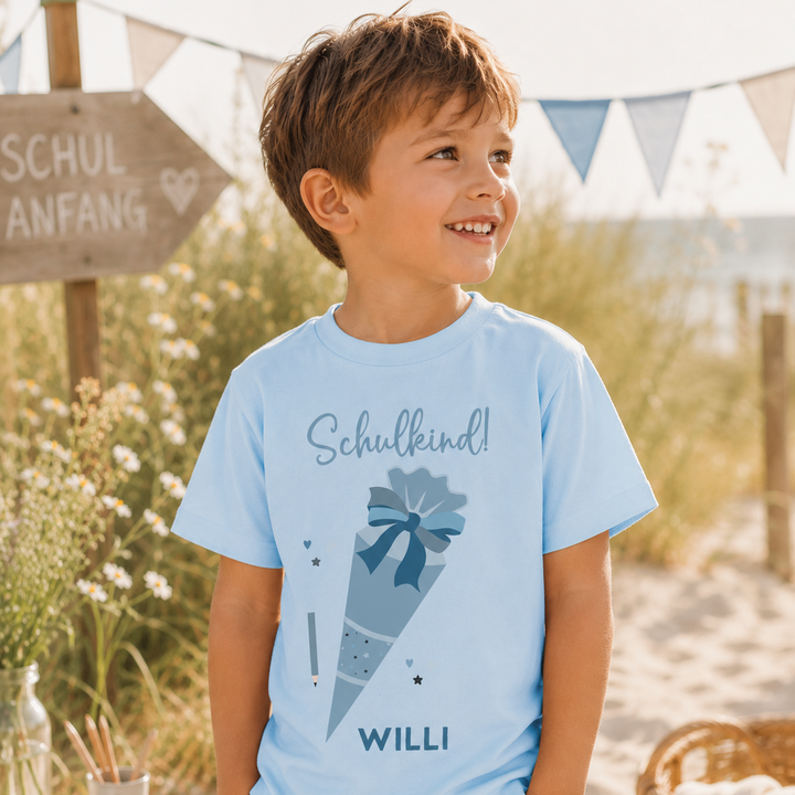 Kinder T-Shirt mit Deinen Namen -  in blau