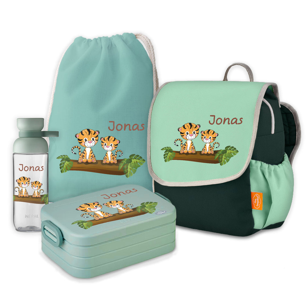 Mit Namen Happy Knirps Kindergarten Set 4-teilig - Tiger - Mein Zwergenland