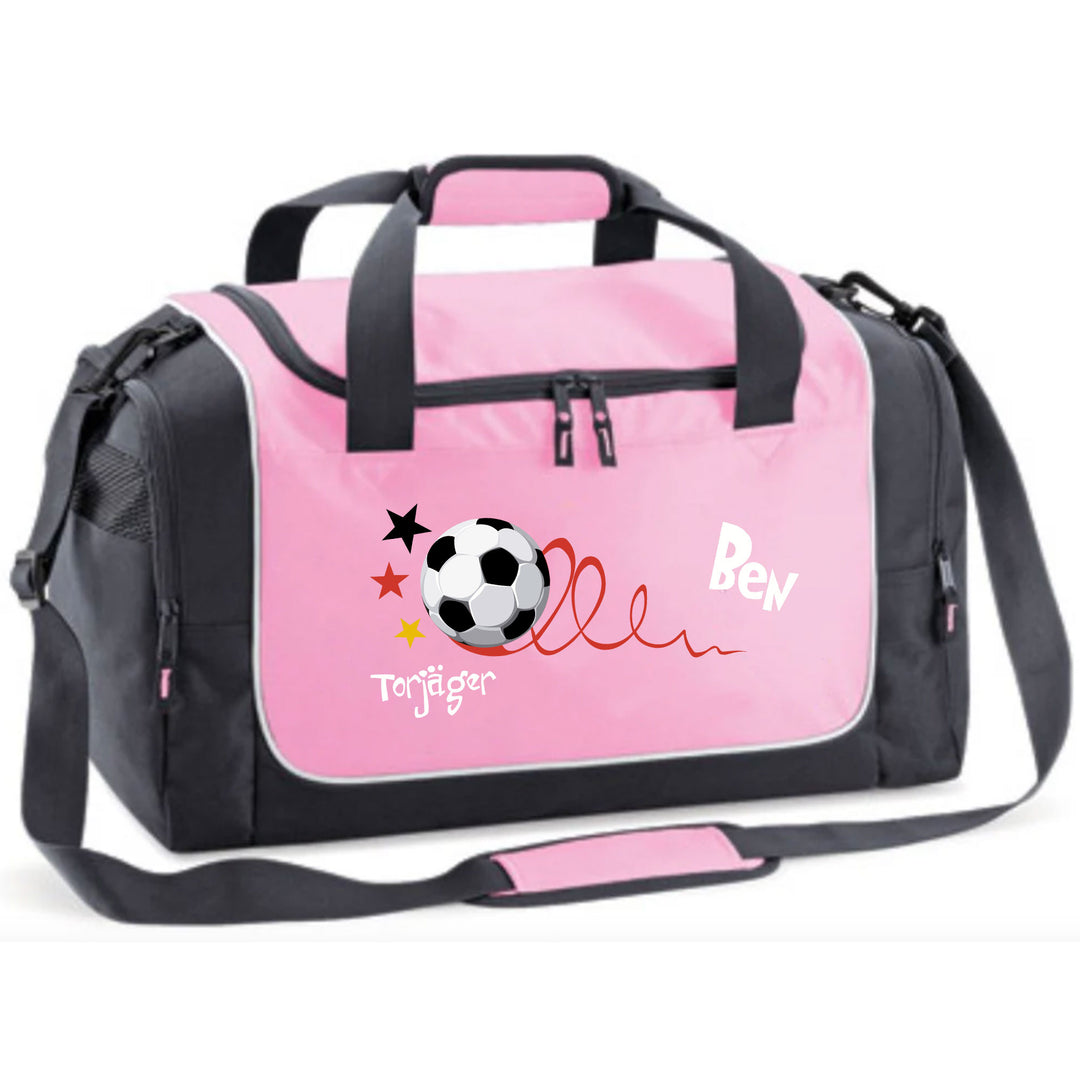 Kinder-Sporttasche mit Namen personalisiert 30L royal blau - Motiv Torjäger
