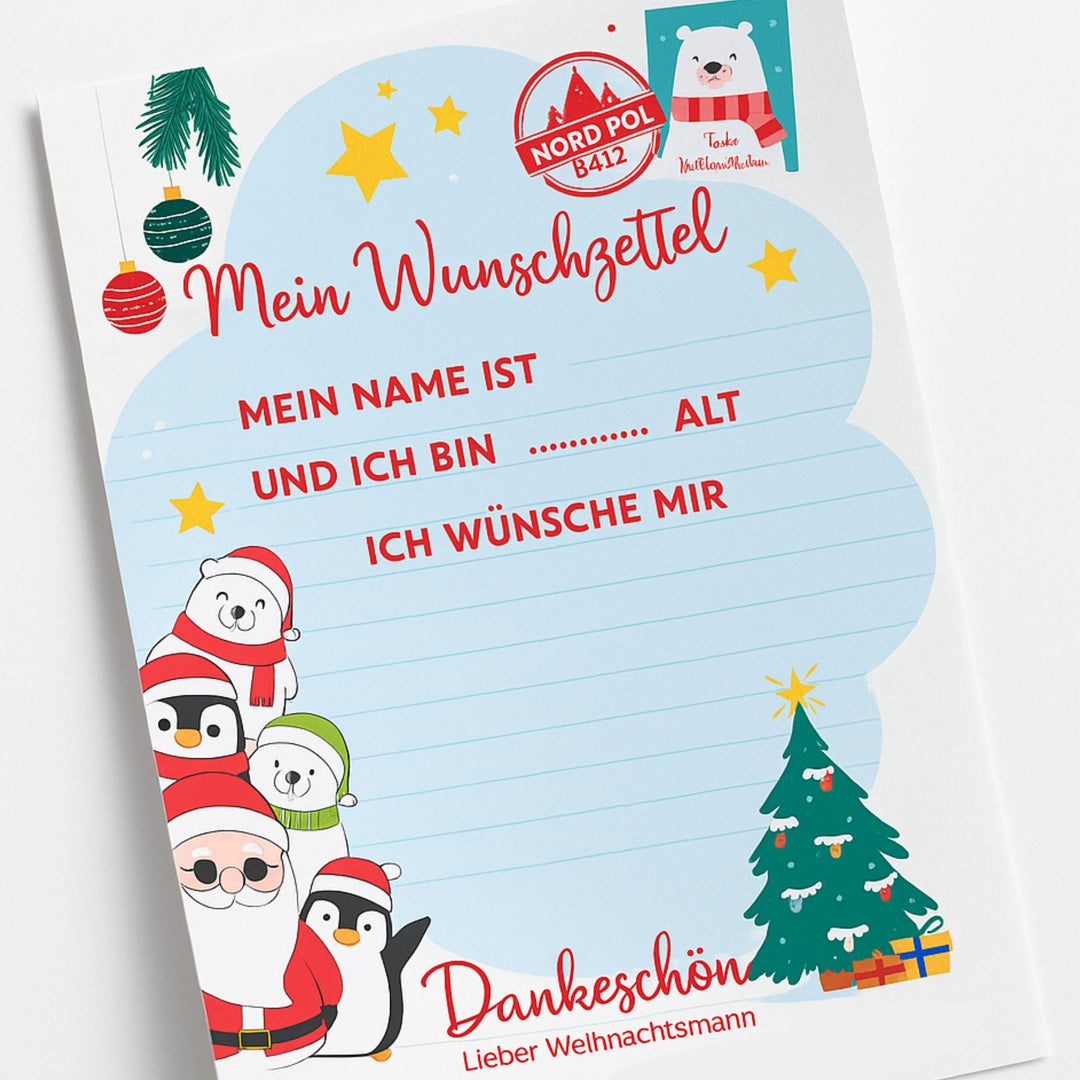 Brief an den Weihnachtsmann – Wunschzettel für Kinder | Digitaler Download