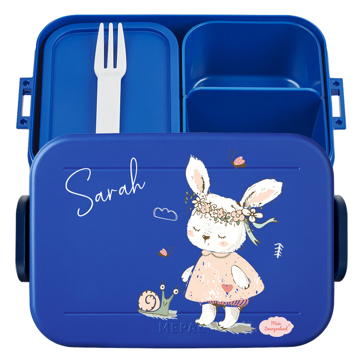 Personalisierte Brotdose mit Namen | Hase mit Schnecke