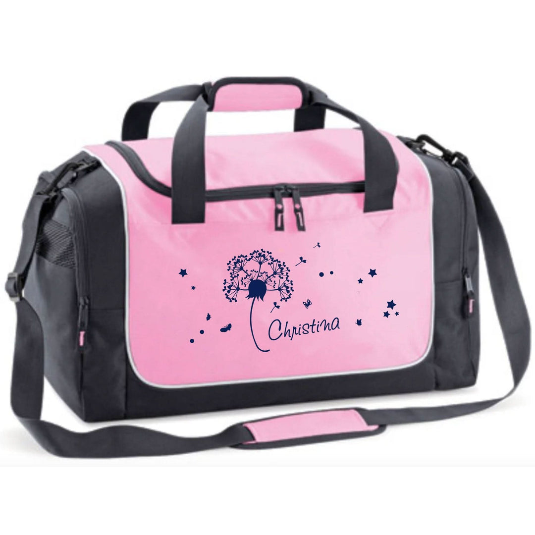 Kinder-Sporttasche mit Namen personalisiert 38L rosa Motiv Pusteblume