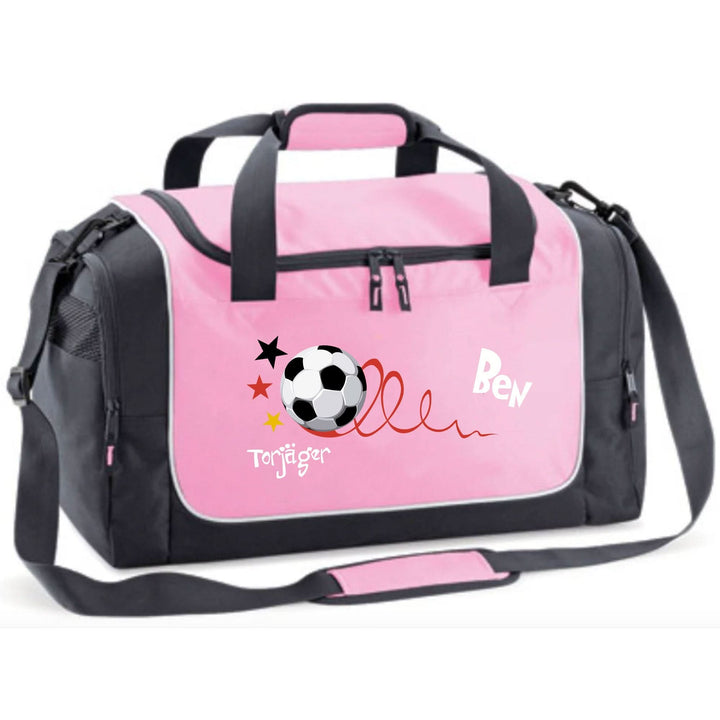 Kinder-Sporttasche mit Namen personalisiert 38L royal blau - Motiv Torjäger