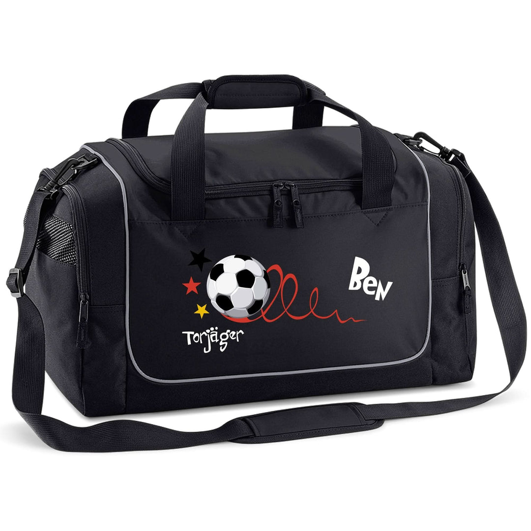 Kinder-Sporttasche mit Namen personalisiert 38L royal blau - Motiv Torjäger