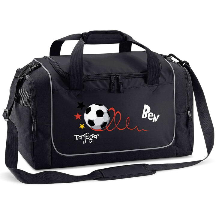 Kinder-Sporttasche mit Namen personalisiert 38L royal blau - Motiv Torjäger