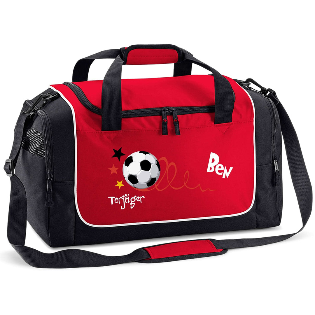 Kinder-Sporttasche mit Namen personalisiert 38L royal blau - Motiv Torjäger