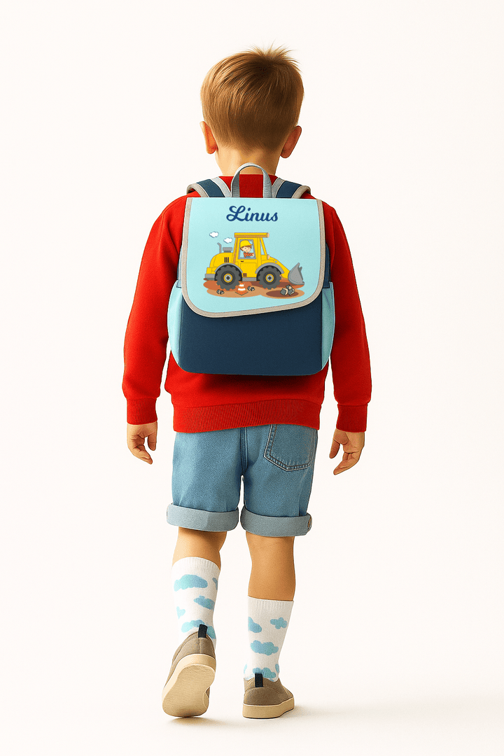 Kindergarten Rucksack Set  mit Namen Happy Knirps 4-teilig - Baustelle