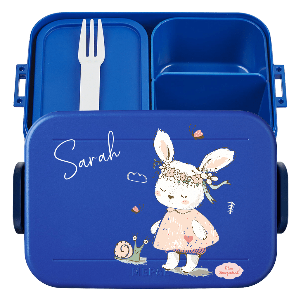Personalisierte Brotdose mit Namen | Hase mit Schnecke