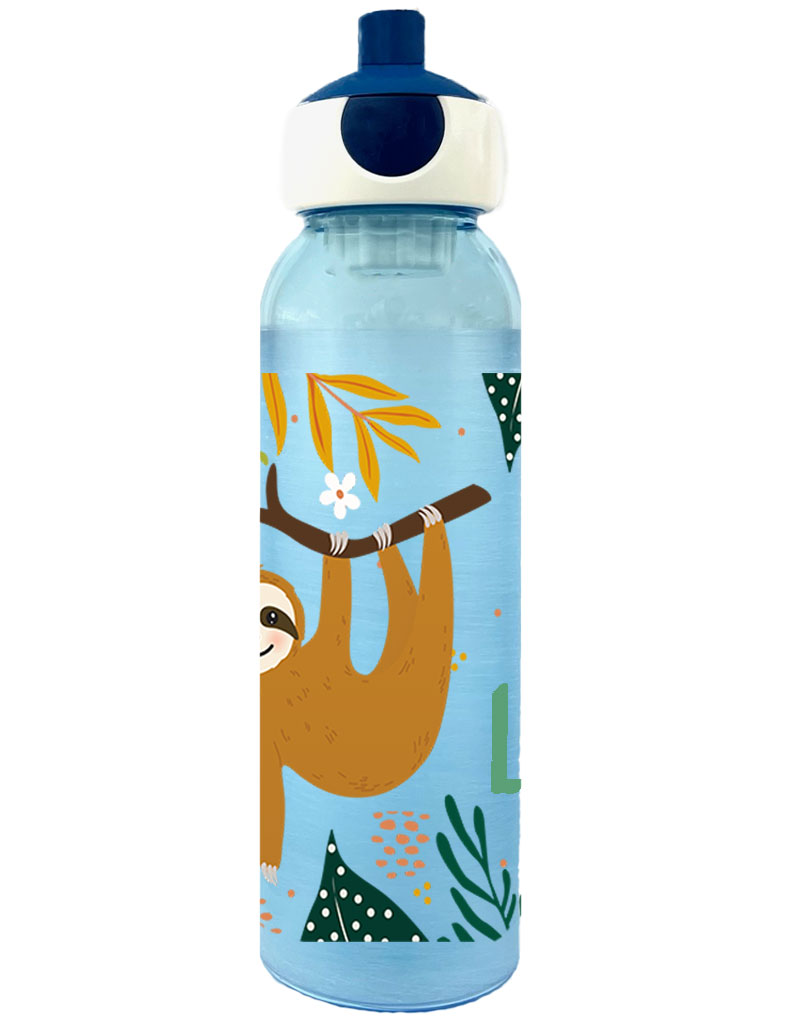 Wasserflasche Mepal Campus Frosted Edition mit Name in Blau und Faultier Junge
