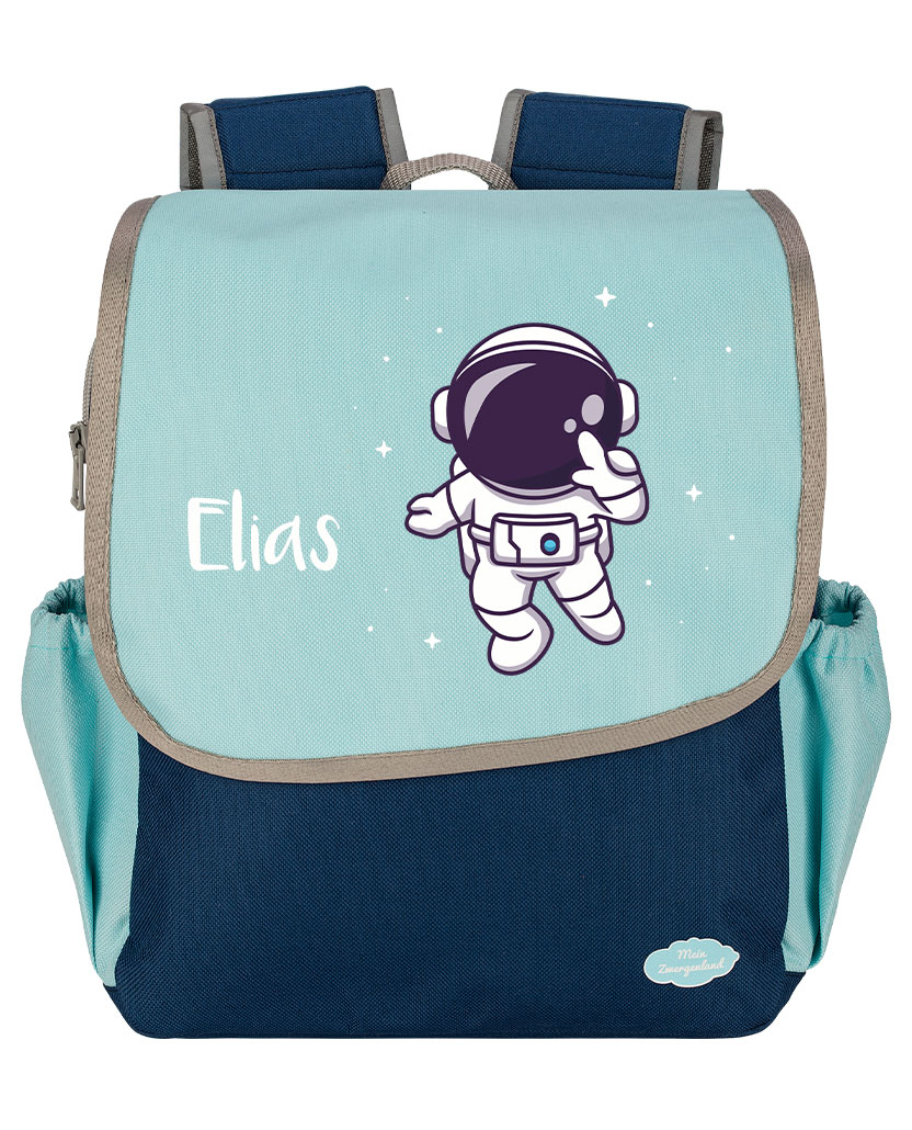 Kindergartenrucksack Happy Knirps NEXT mit Name Blau Astronaut Sterne