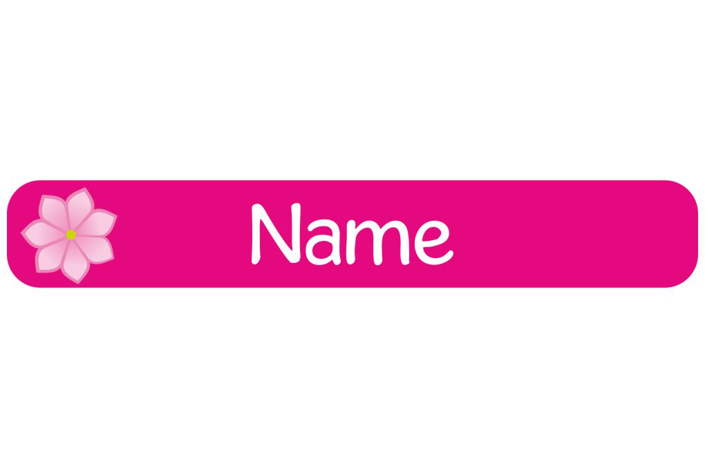 60 kleine Namenssticker mit Name und Motiv Blume Pink
