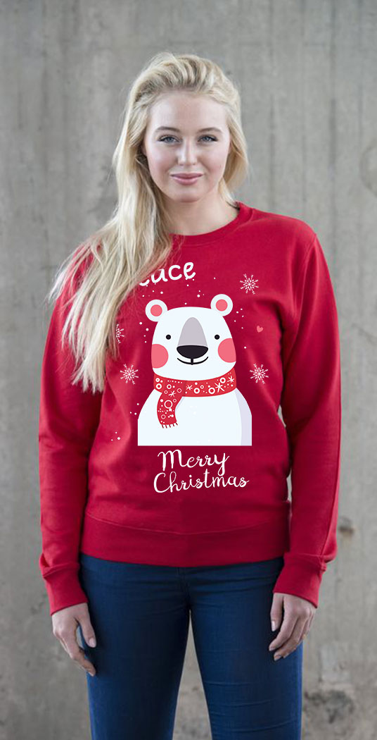 Sweatshirt Shirt Pullover Pulli Unisex Weihnachten Winter Bär