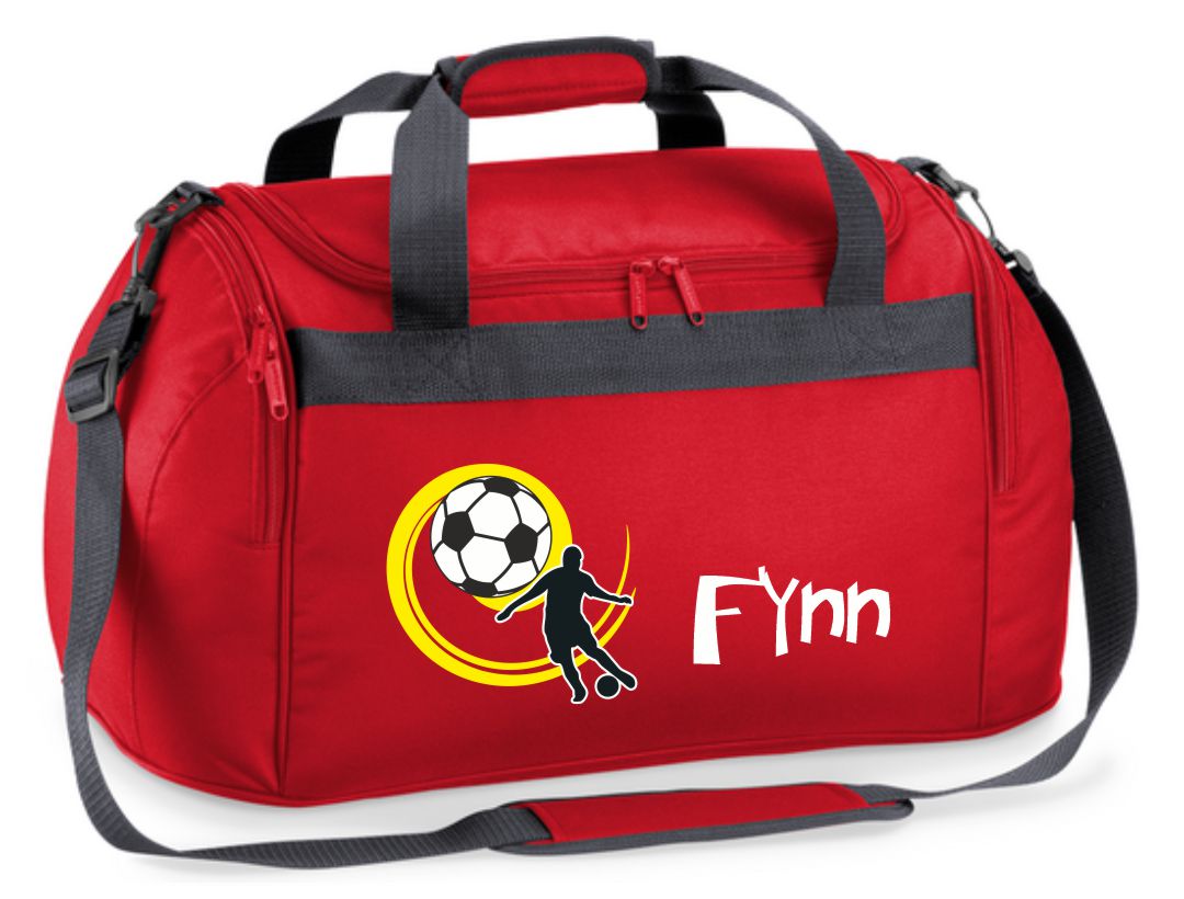 Sporttasche 26L in Rot mit Name und Fußball Spieler