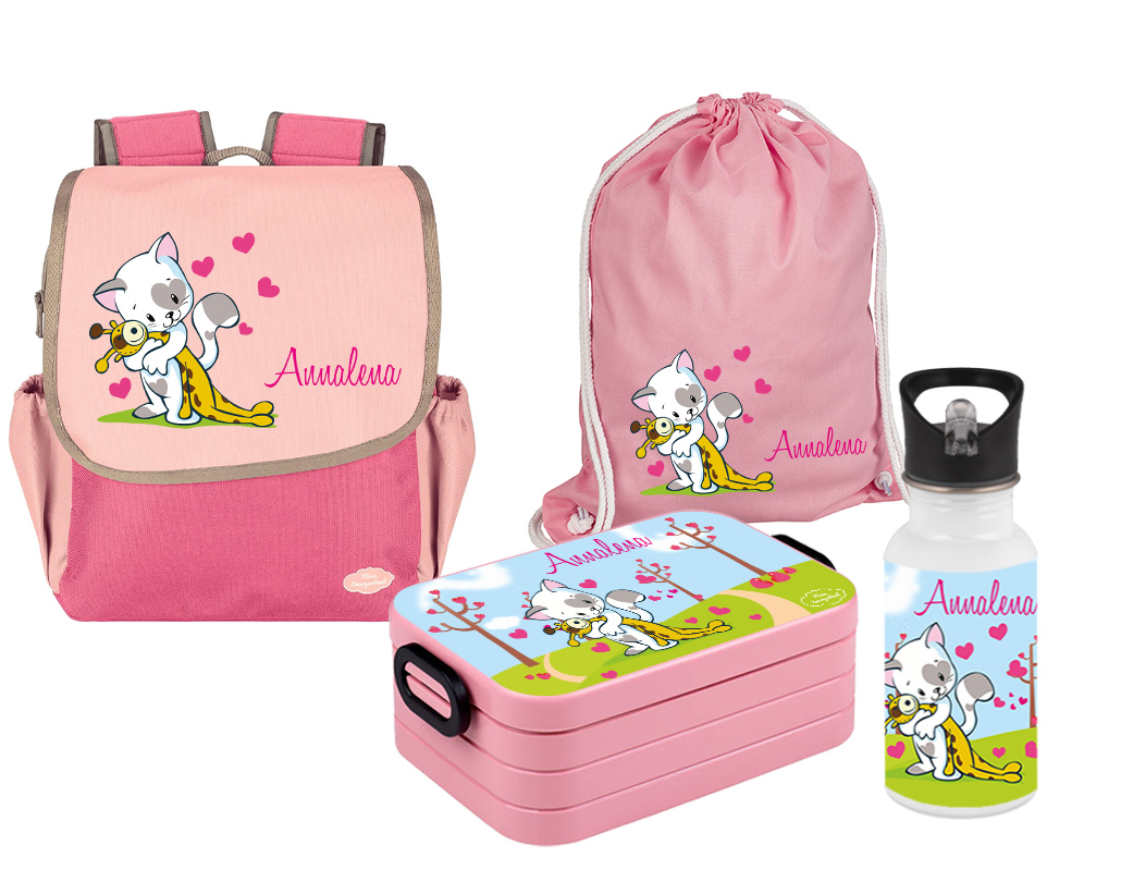 Kindergartenrucksack Happy Knirps NEXT mit Name Pink Katze