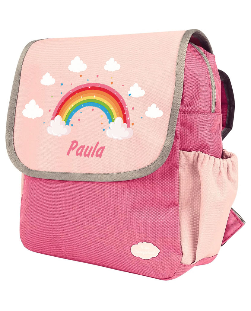 Kindergartenrucksack Happy Knirps NEXT mit Name Pink Regenbogen