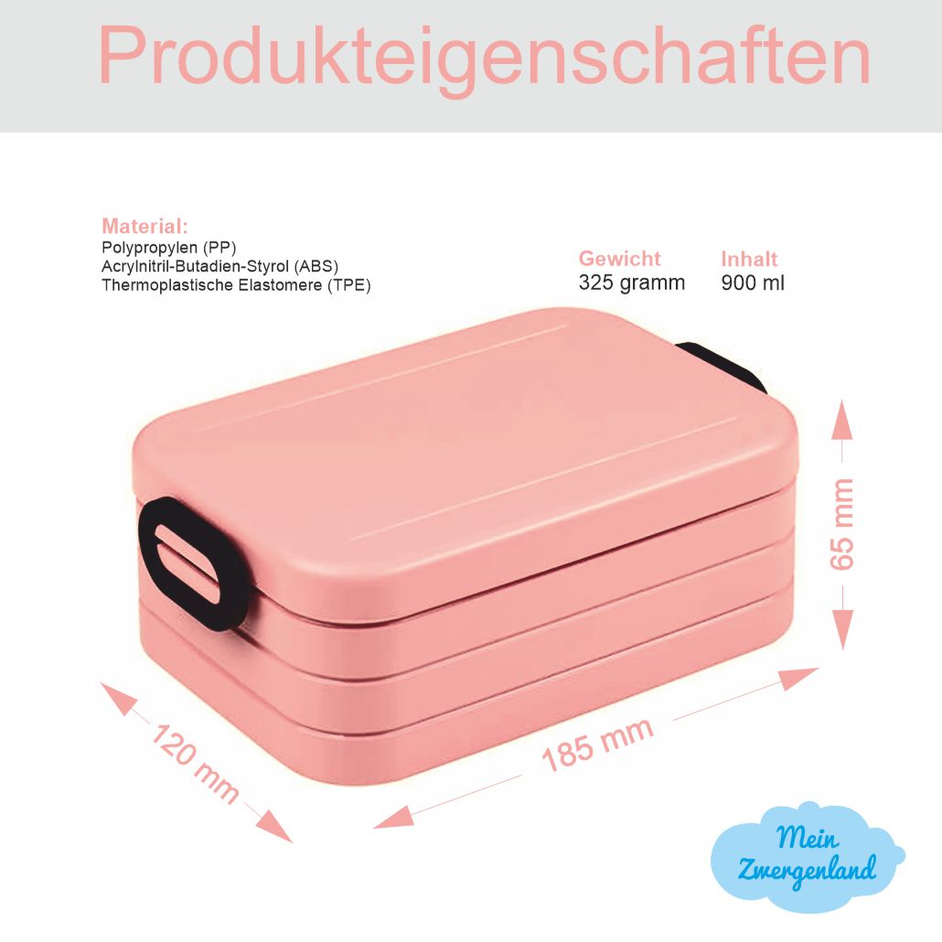 Bento Brotdose Take A Break midi - Thermoflasche Ellipse in Nordic Pink mit Name Reh Schmetterlinge