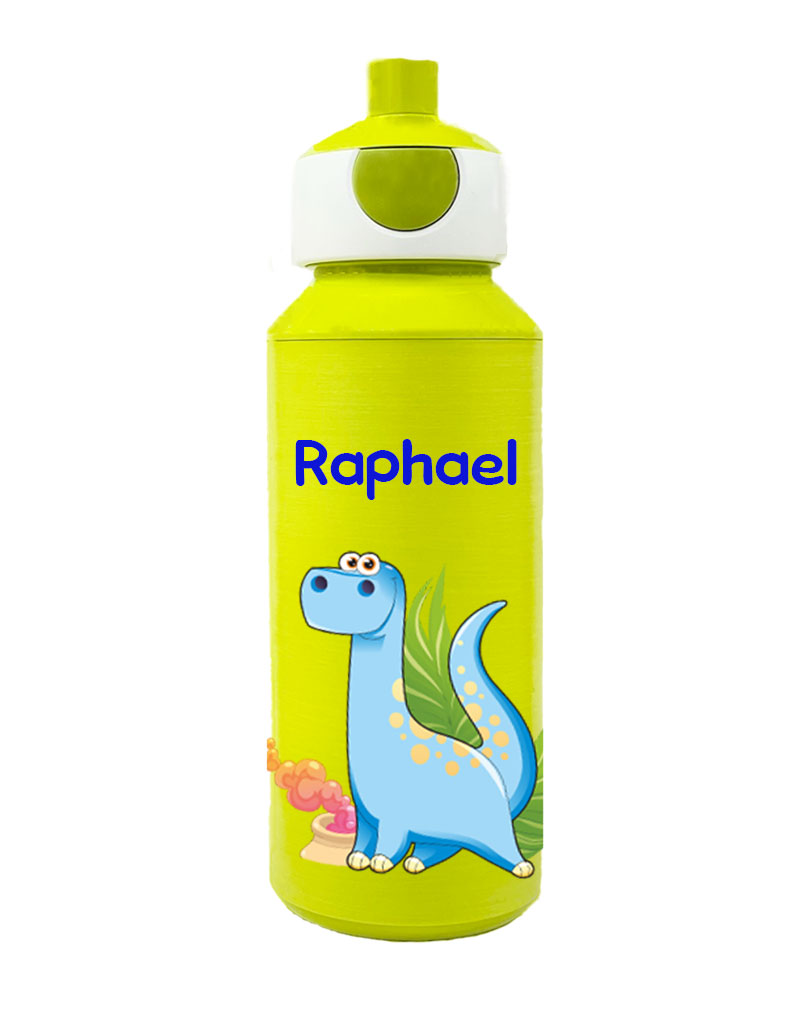 Trinkflasche Mepal Campus Pop-Up Frosted Edition in Lime mit Name und Dino