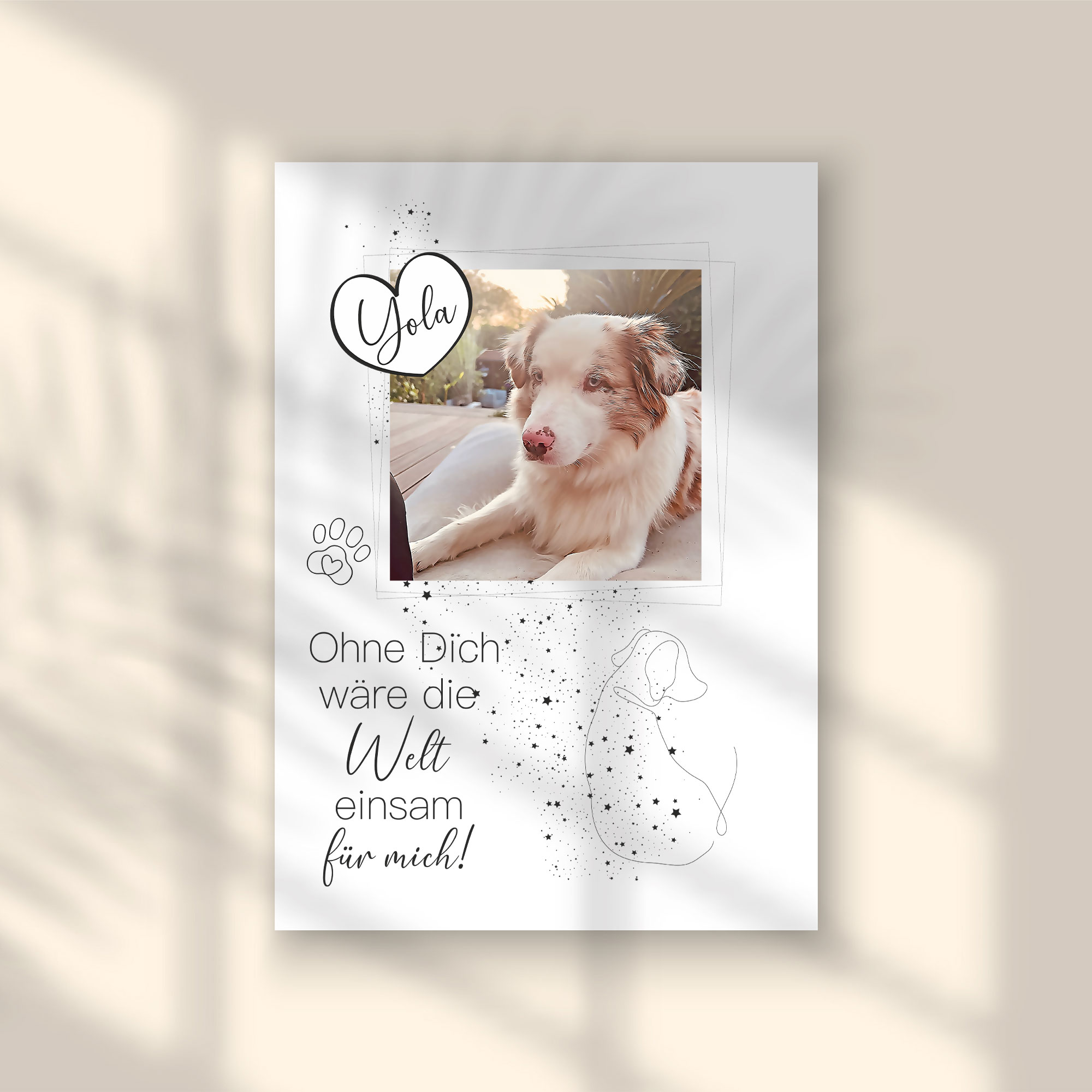Personalisierte Leinwand Haustiere Hund mit Foto und Spruch