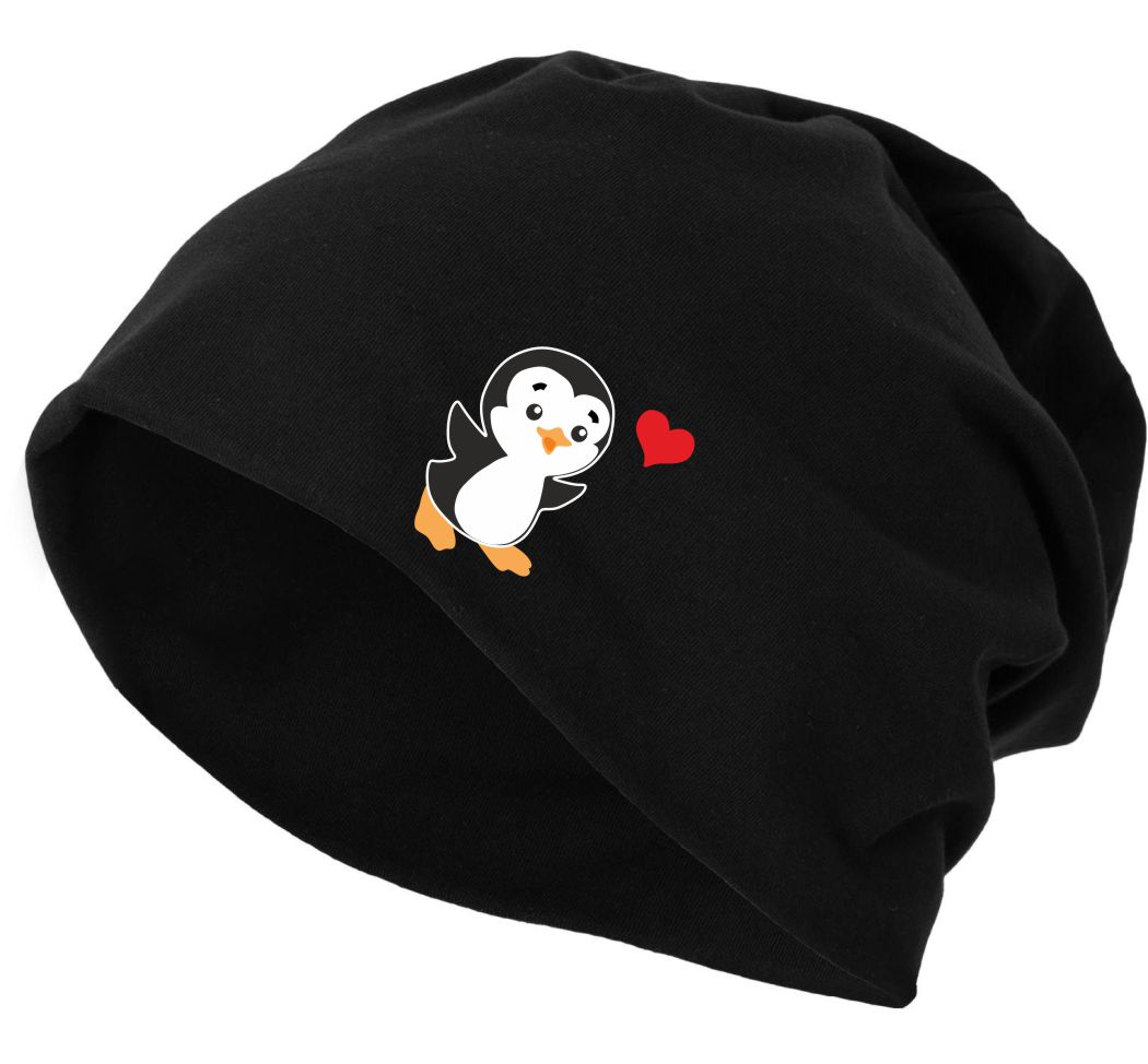 Jersey Beanie Mütze Wintermütze Pinguin
