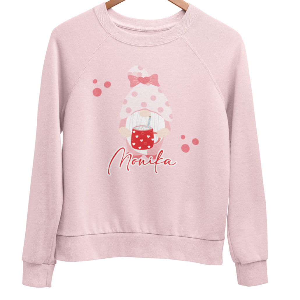 Sweatshirt für Kinder Pullover rosa Wichtel mit Tasse