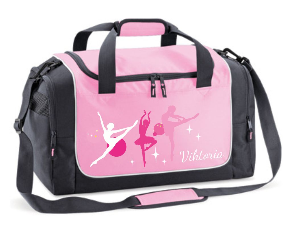 Sporttasche 38L in Rosa mit Name und Ballerinas