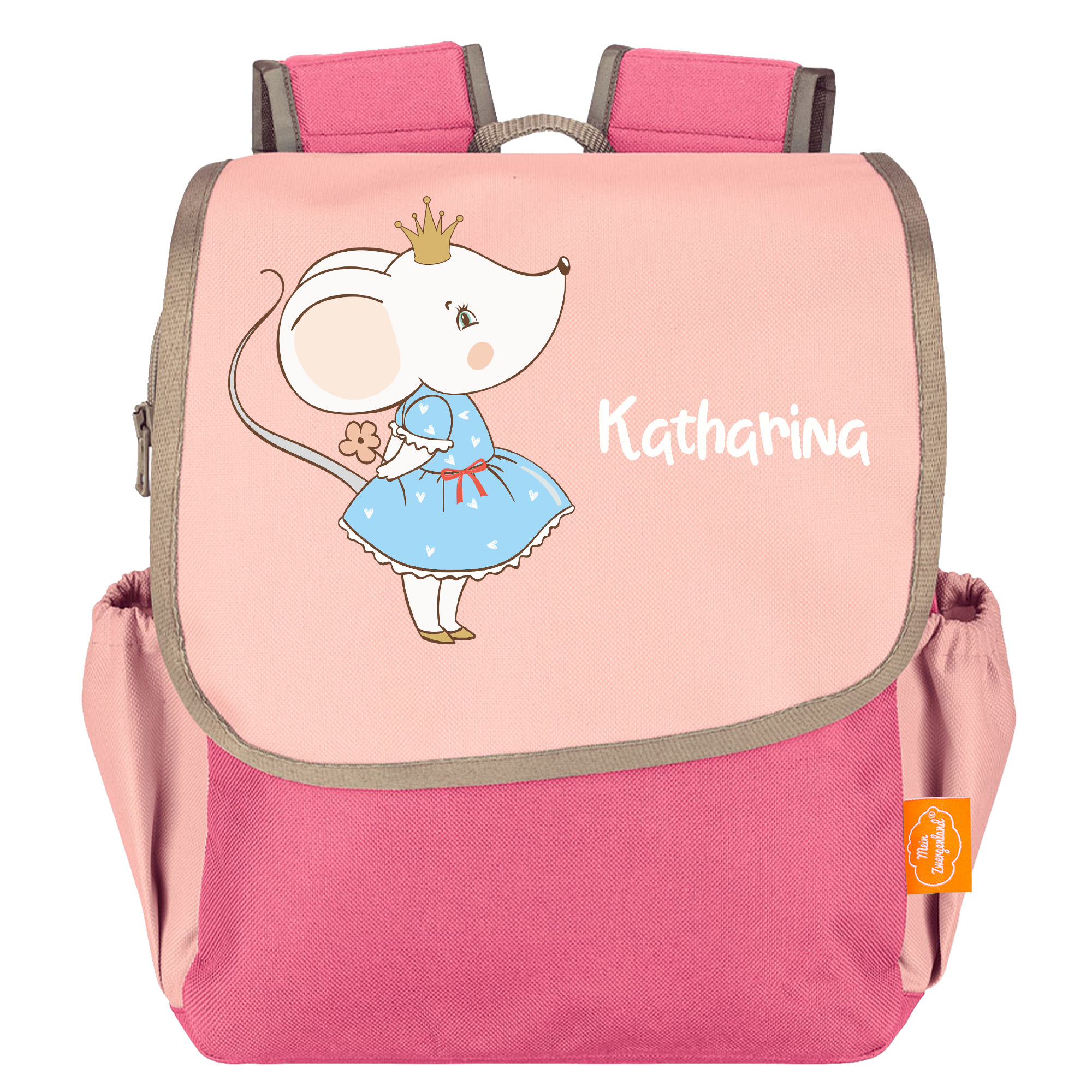 Kindergartenrucksack Happy Knirps NEXT mit Name Pink MÃ¤useprinzessin