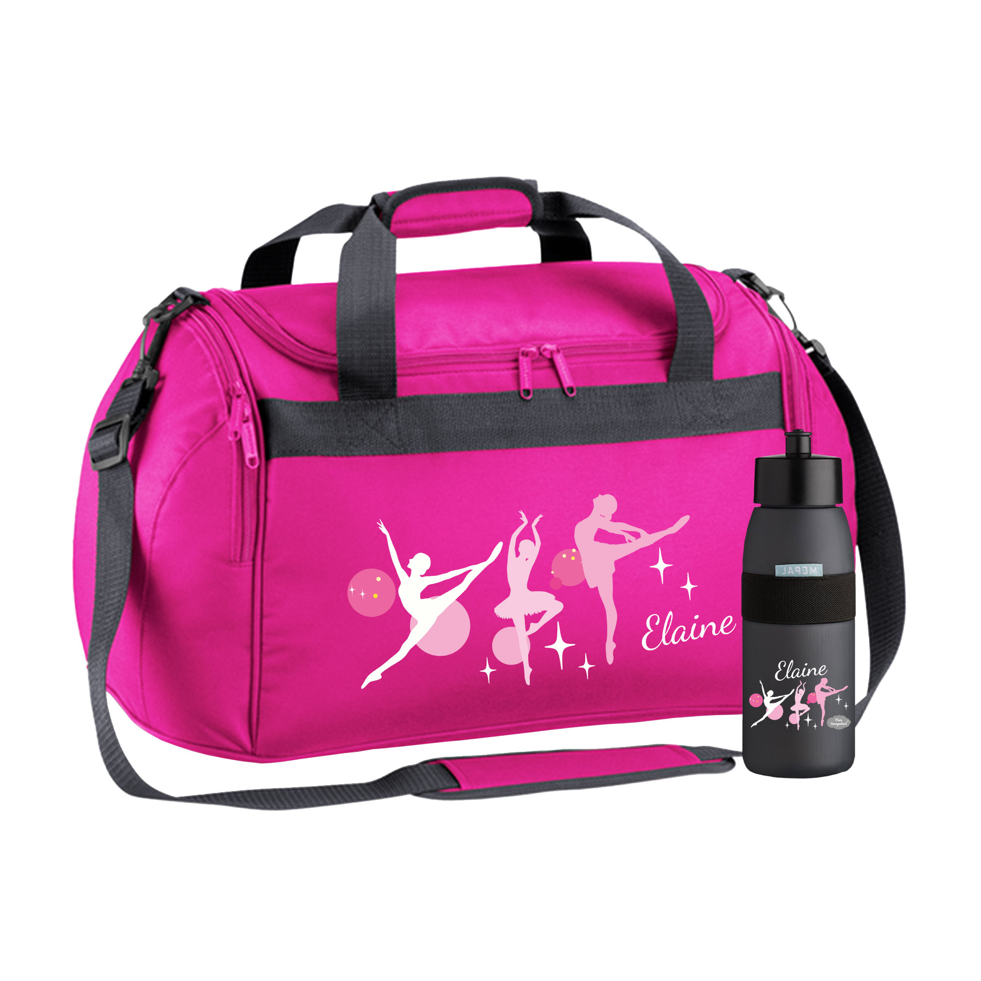 Sporttasche mit Trinkflasche 26L mit Name und Motiv Ballerina