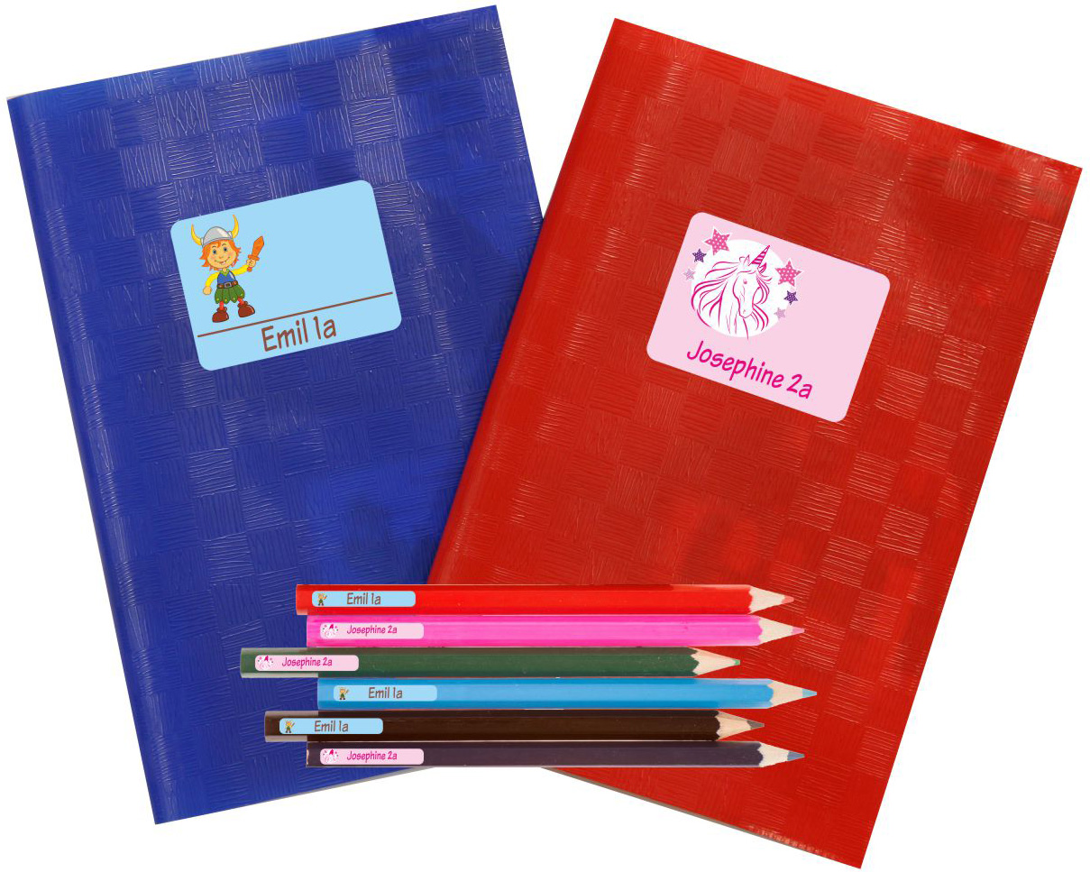 Schulstarter - Set Stickerbogen mit Namensaufkleber und Heftaufkleber