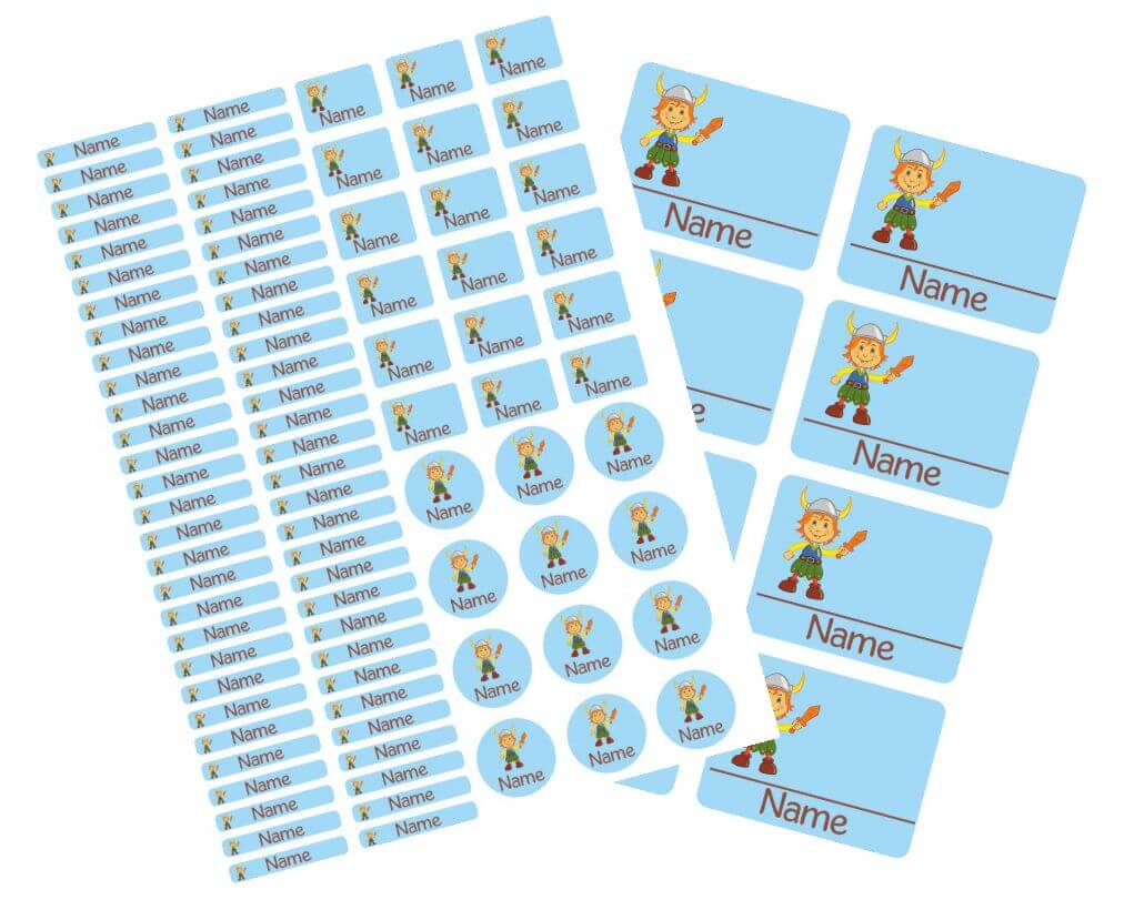 Schulstarter - Set Stickerbogen mit Namensaufkleber und Heftaufkleber Wikinger