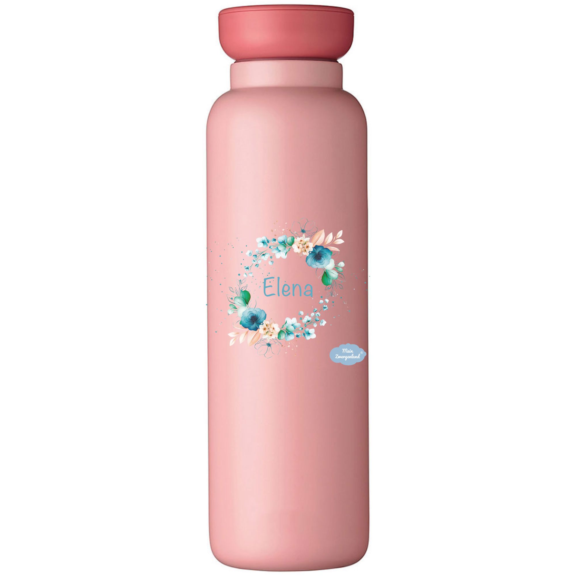 Thermosflasche Ellipse 500 ml mit Name und Blütenkranz