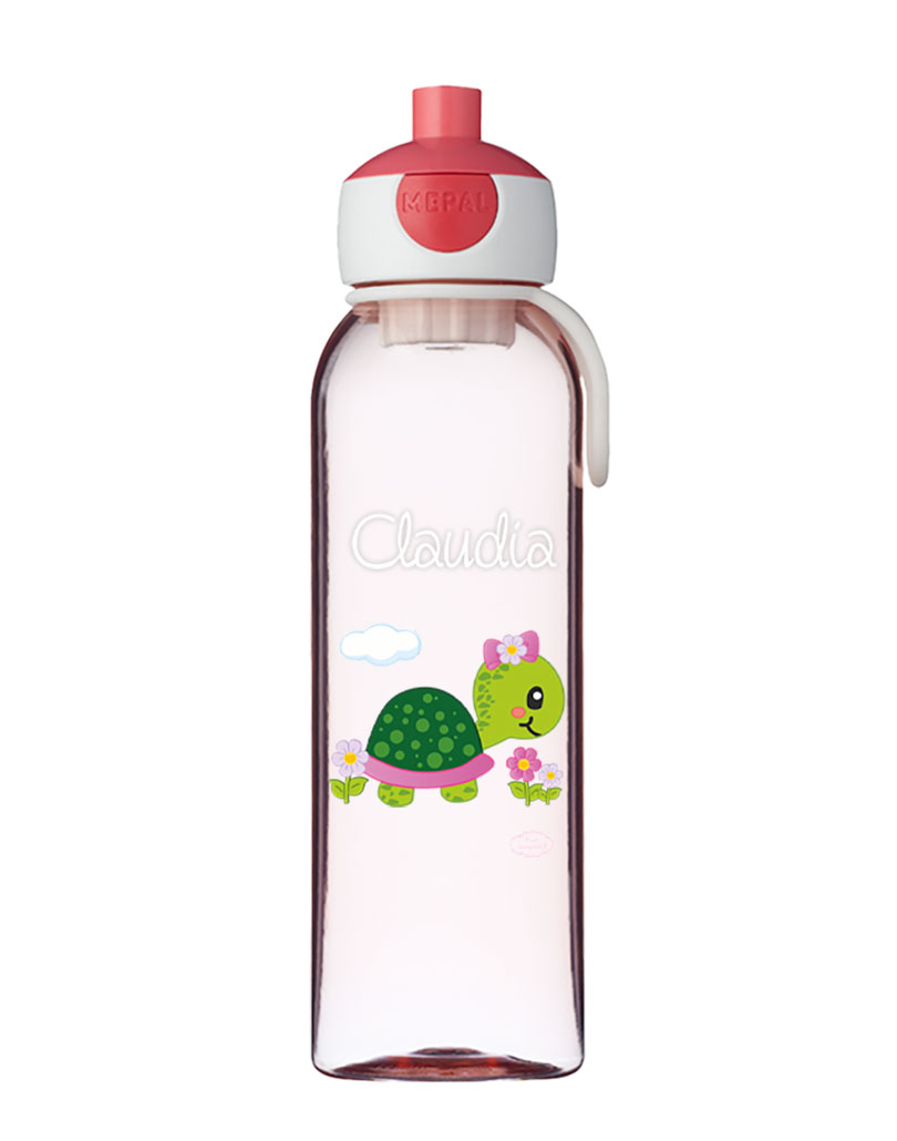 Wasserflasche Mepal Campus mit Name in rose Schildkröte Mädchen